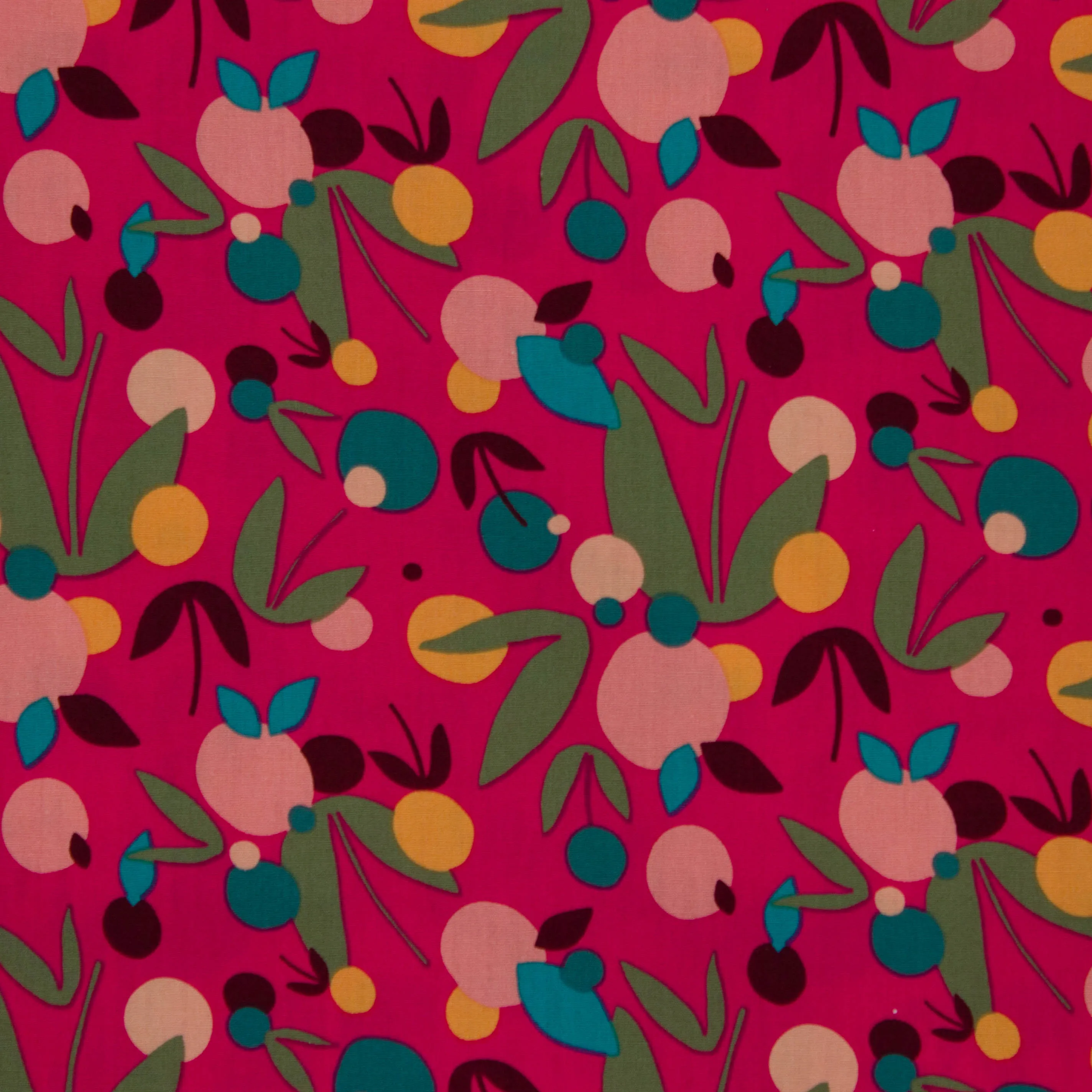 Roze poplin katoen met bloemen - Katia Fabrics